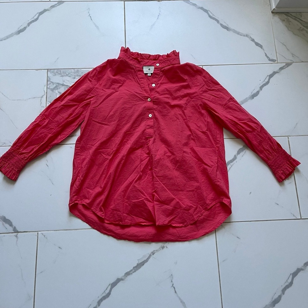 Tuckernuck Poppy Red Teagan Popover Shirt Sz Large